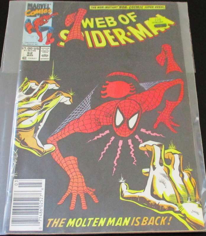 MARVEL Comics WEB OF SPIDER-MAN The Molten Man is Back! #62 Mar 1990 [Box 2]
