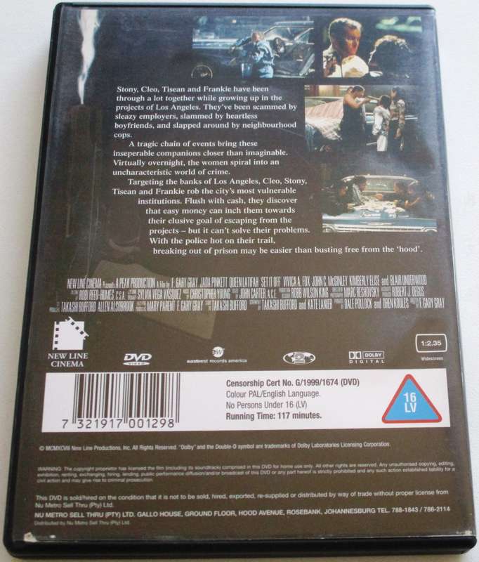 SET IT OFF Jada Pinkett Queen Latifah DVD [BBOX 9]