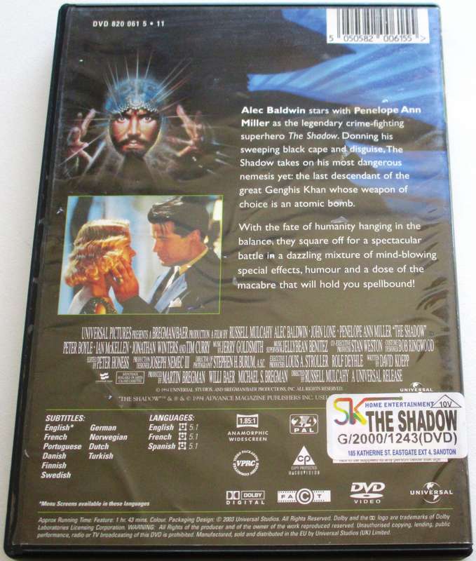 THE SHADOW Alec Baldwin DVD [BBOX 10]