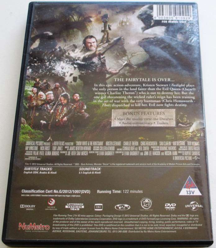 SNOW WHITE & THE HUNTSMEN Chris Helmsworth DVD [BBOX 11]