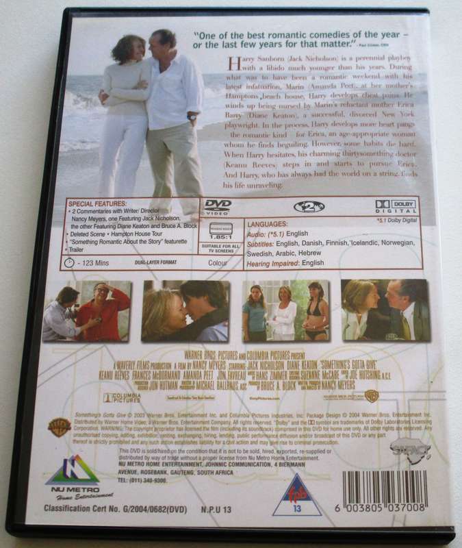 SOMETHING'S GOTTA GIVE Jack Nicholson Diane Keaton DVD [BBOX 11]