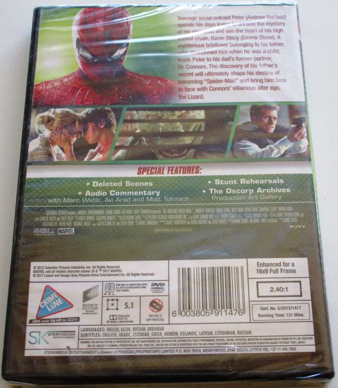 THE AMAZING SPIDER-MAN Andrew Garfield Emma Stone DVD [BBOX 11]