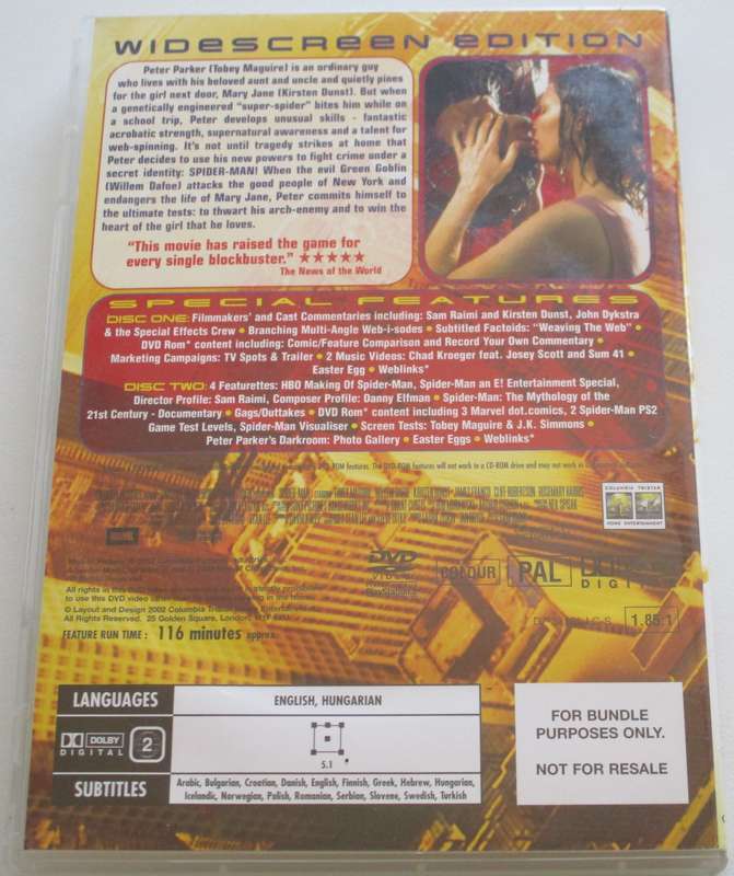 SPIDER-MAN One Disc Only DVD [BBOX 11]