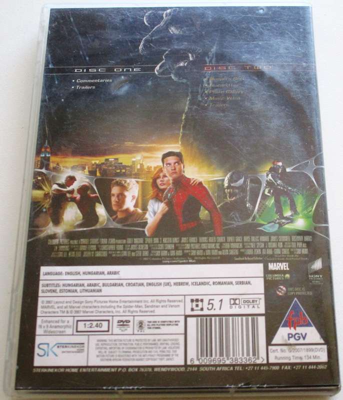 SPIDER-MAN 3  Two Disc DVD [BBOX 11]