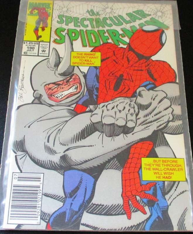 MARVEL Comics THE SPECTACULAR SPIDER-MAN Rhino #190 July 1992 [Box 2]