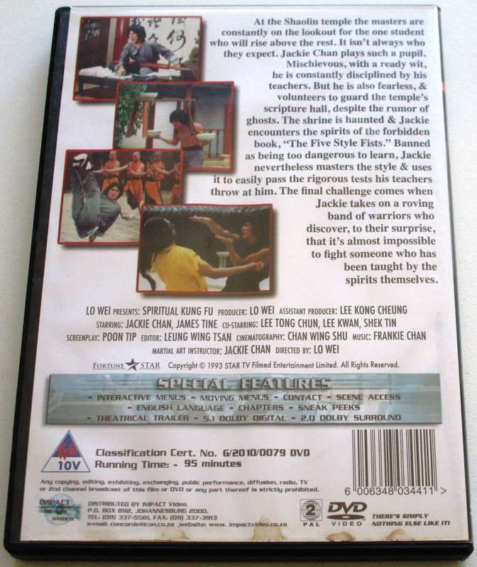 SPIRITUAL KUNG FU Jackie Chan DVD [BBOX 11]