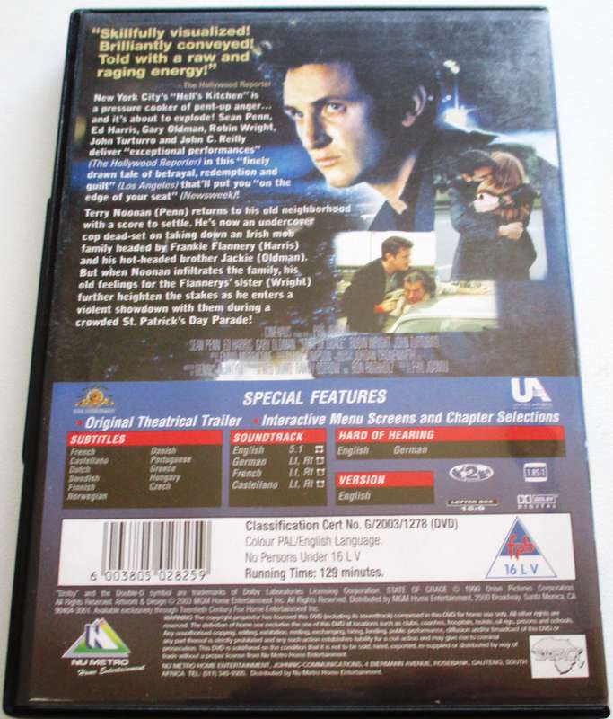 STATE OF GRACE Sean Penn Ed Harris DVD [BBOX 12]