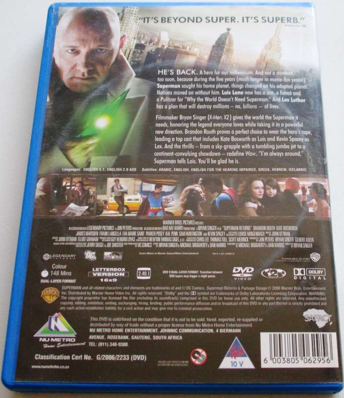 SUPERMAN RETURNS DVD [BBOX 12]