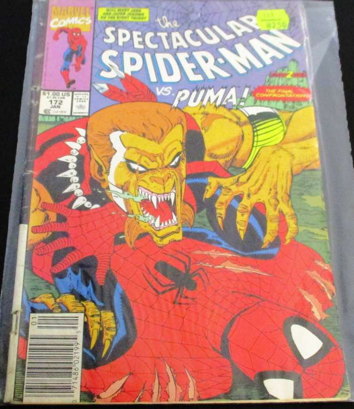 MARVEL Comics THE SPECTACULAR SPIDER-MAN Vs. Puma #172 Jan 1990 [Box 2]