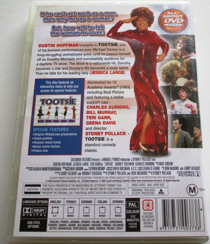 TOOTSIE Dustin Hoffman Jessica Lange DVD [BBOX 14] Region 4
