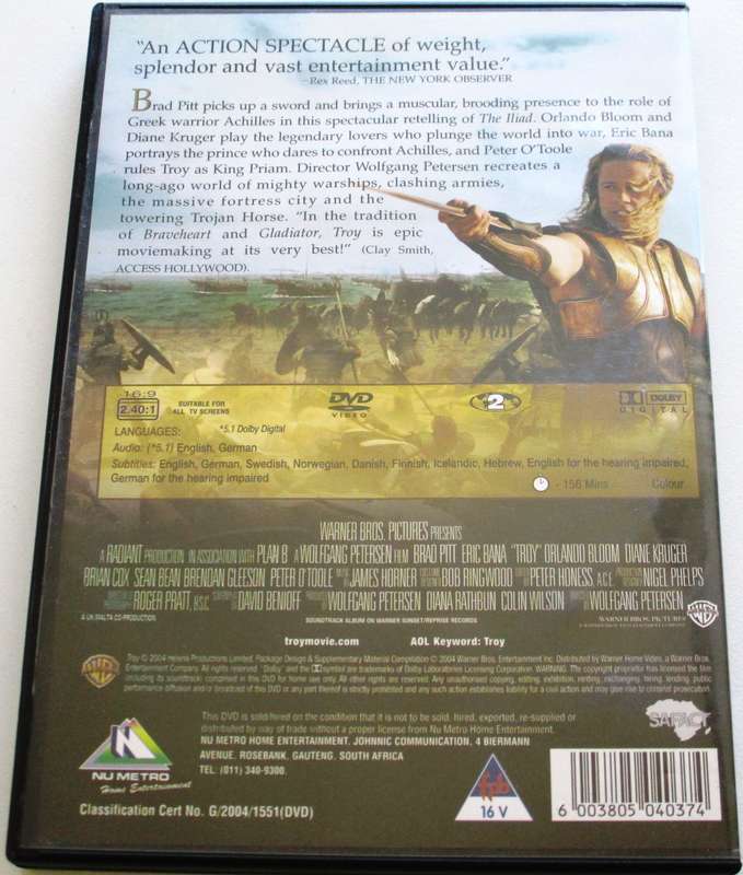 TROY Brad Pitt Orlando Bloom DVD [BBOX 14]