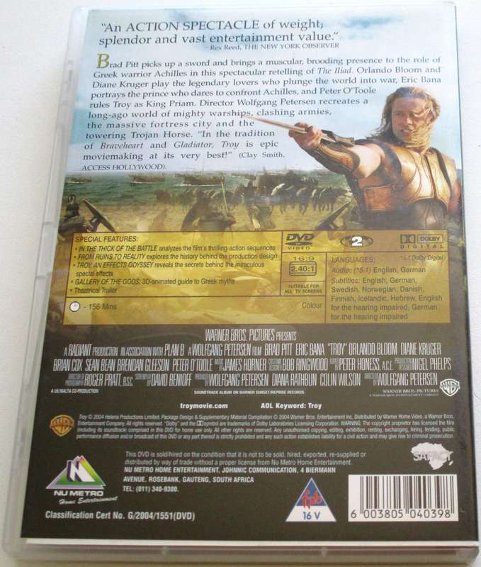 TROY Brad Pitt Orlando Bloom 2 Disc Special Edition [BBOX 14]