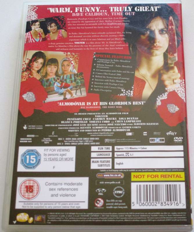 VOLVER 2 Disc edition Penelope Cruz DVD [BBOX 14] Spanish with English Sub titles