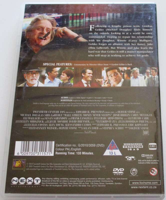 WALL STREET Money Never Sleeps Michael Douglas DVD [BBOX 14]