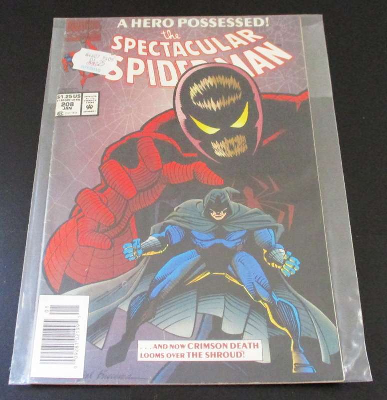 MARVEL Comics THE SPECTACULAR SPIDER-MAN Crimson Death looms over The Shroud #208 Jan 1993 [Box 3]