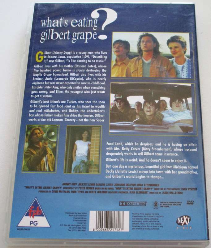 WHAT'S EATING GILBERT GRAPE? Johnny Depp Juliette Lewis DVD [BBOX 14]