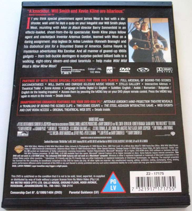WILD WILD WEST Will Smith Kevin Kline DVD [BBOX 14]