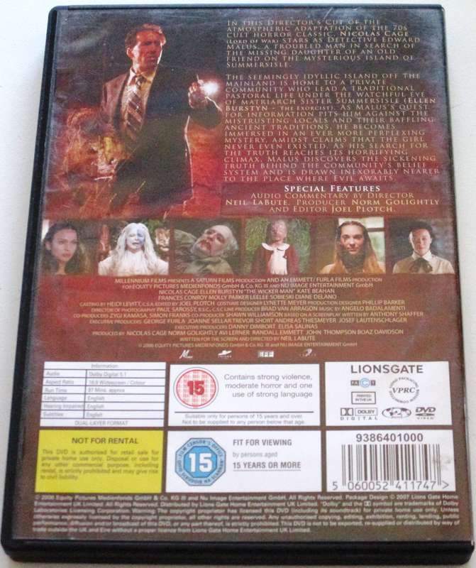 THE WICKER MAN The Director's Cut Nicholas Cage DVD [BBOX 14]