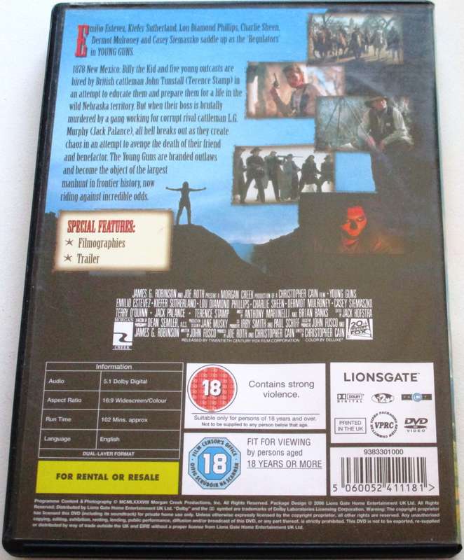 YOUNG GUNS DVD [BBOX 14]