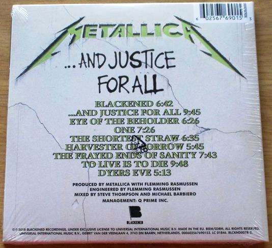 METALLICA ... And Justice For All Digisleeve CD