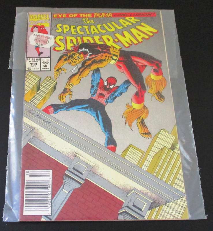 MARVEL Comics THE SPECTACULAR SPIDER-MAN Eye of the Puma Conclusion! # 193 Oct 1992 [Box 4]