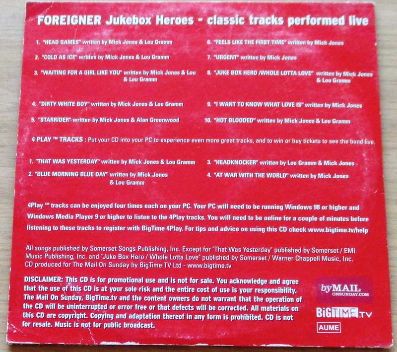 FOREIGNER JukeBoxHeroes CD [Card sleeve Box]