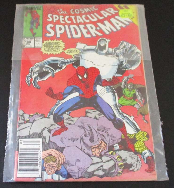 Marvel THE COSMIC SPECTACULAR SPIDER-MAN Shocker, Rhino, Hydro Man #160 Jan 1990 [Box 4]