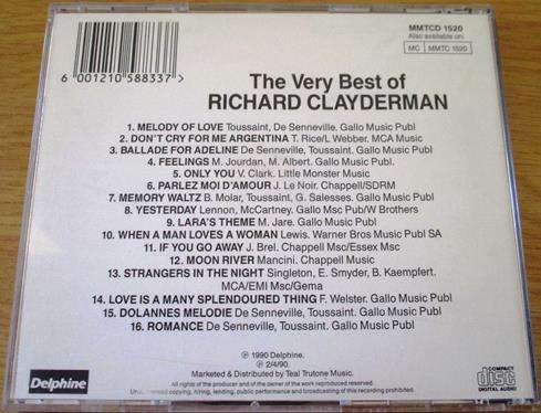 RICHARD CLAYDERMAN The Very Best CD [Shelf G Box 2]