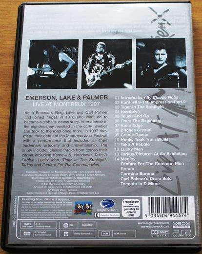 EMERSON LAKE AND PALMER Live at Montreux 1997 DVD
