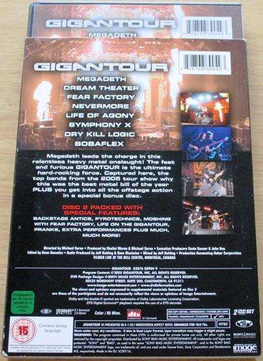 GIGANTOUR  MEGADETH Dream Theater Fear Factory 2xDVD