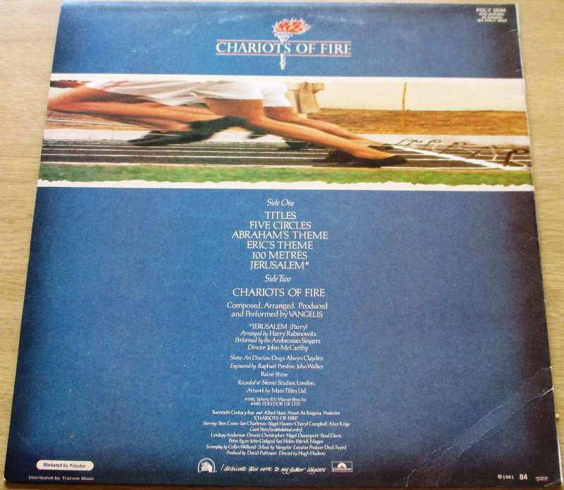 VANGELIS CHARIOTS OF FIRE OS.T. LP VINYL RECORD