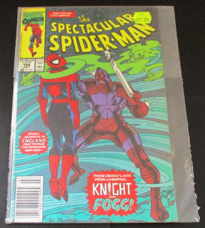 MARVEL Comics THE SPECTACULAR SPIDER-MAN Knight Fogg #166 July 1990 [Box 5]