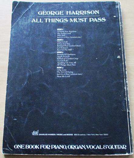 GEORGE HARRISON All Things Must Pass One Book for Piano, Organ, Vocal & Guitar