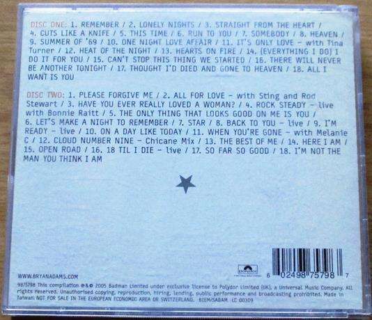 BRYAN ADAMS Anthology TAIWANESE 2xCD