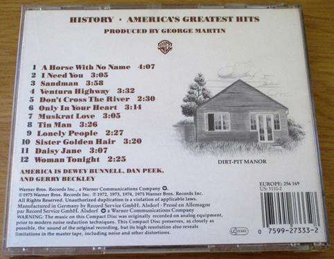 AMERICA History Greatest Hits CD [Shelf Z x 1]