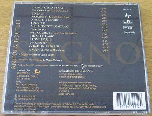 ANDREA BOCELLI Sogno CD [Shelf Z x 1]