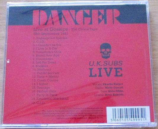 UK SUBS Danger (U.K. Subs Live) CD
