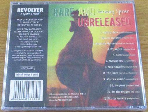BURNING SPEAR Rare and Unreleased CD