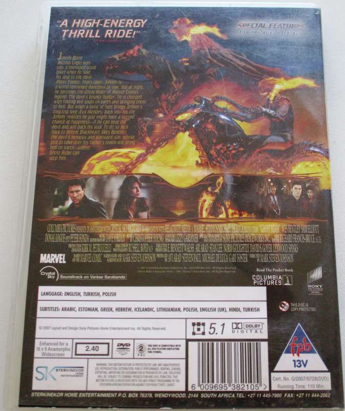 GHOST RIDER Nicholas Cage Eva Mendes DVD [BBOX 5]