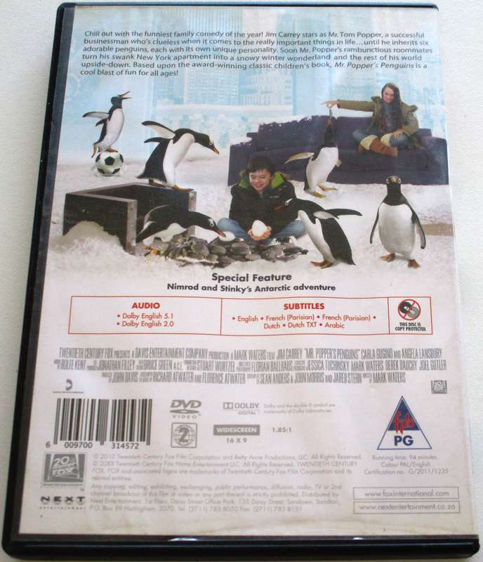 MR. POPPER'S PENQUINS Jim Carrey DVD [BBOX 3]