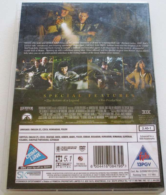INDIANA JONES and the KINGDOM OF THE CRYSTAL SKULL DVD [BBOX 6]