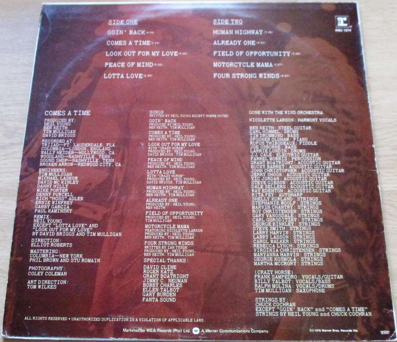NEIL YOUNG Comes a Time LP VINYL RECORD
