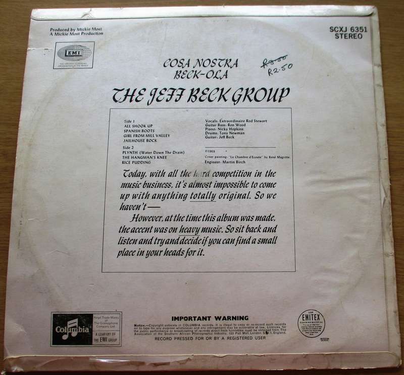 JEFF BECK Beck Ola Vinyl Record