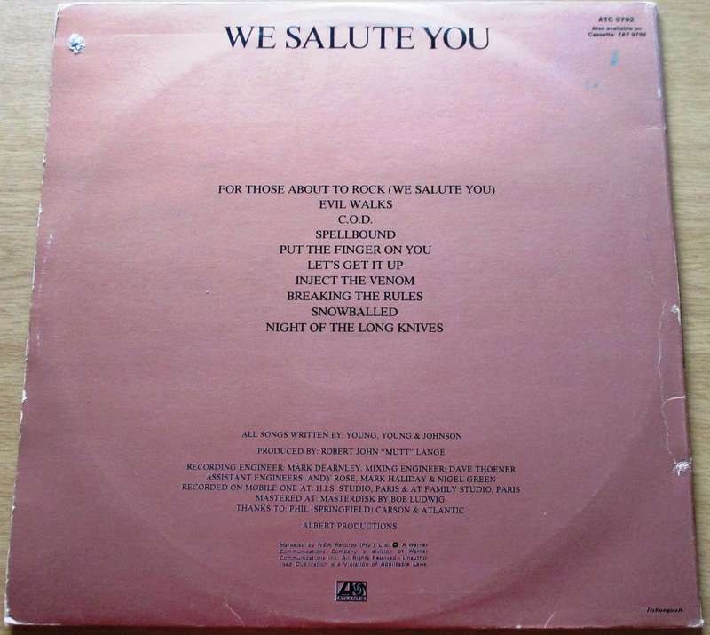 AC/DC For Those About a Rock LP VINYL RECORD