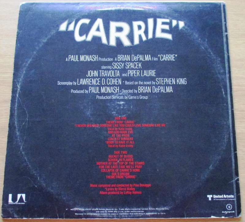 CARRIE O.S.T. LP VINYL Record