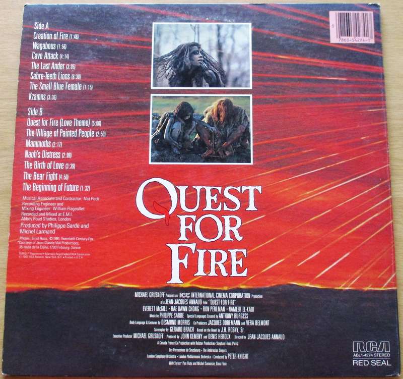 QUEST FOR FIRE O.S.T. LP VINYL Record