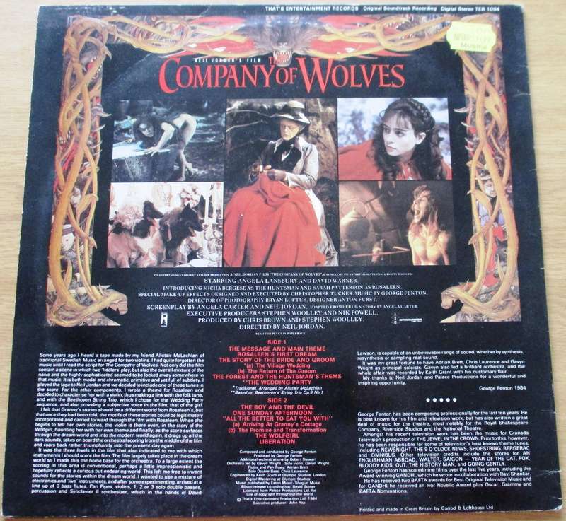 THE COMPANY OF WOLVES O.S.T. LP VINYL Record