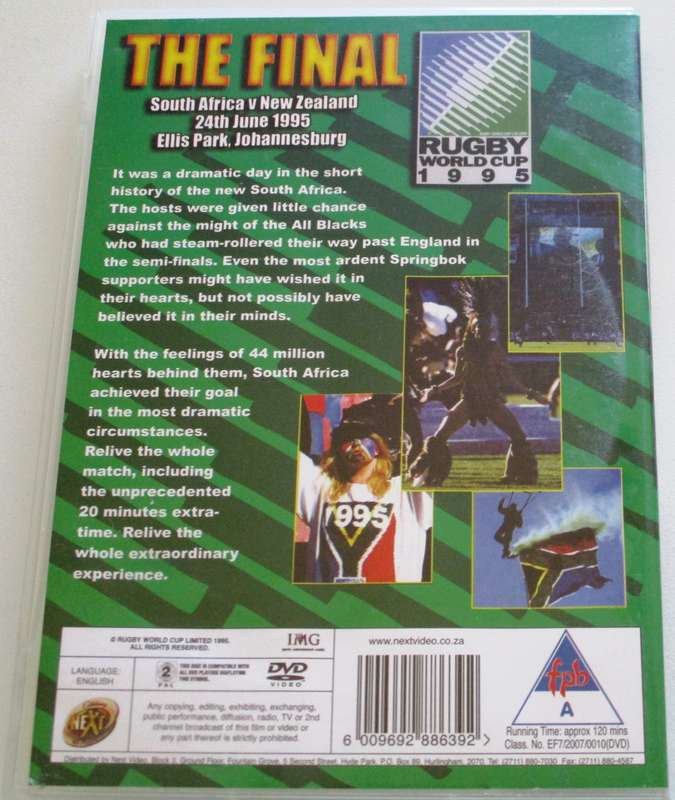 RUGBY WORLD CUP 1995 South Africa vs New Zealand DVD [BBOX 5]