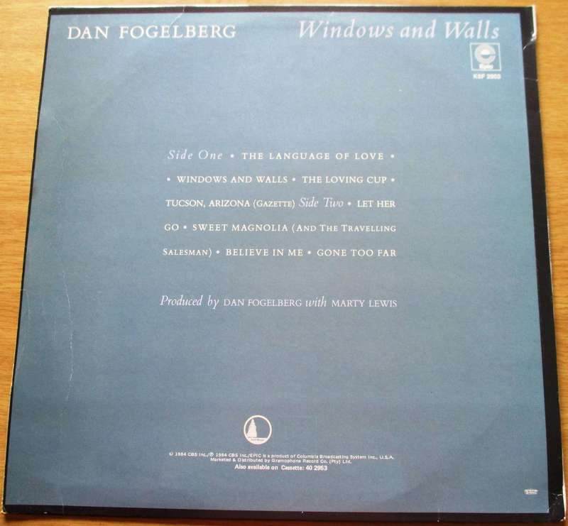 DAN FOGELBERG Windows and Walls Vinyl LP Record