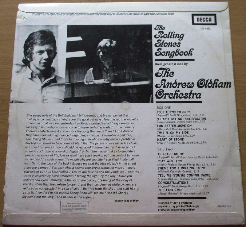 THE ROLLING STONES SONGBOOK The Andrew Oldham Orchestra LP Vinyl Record